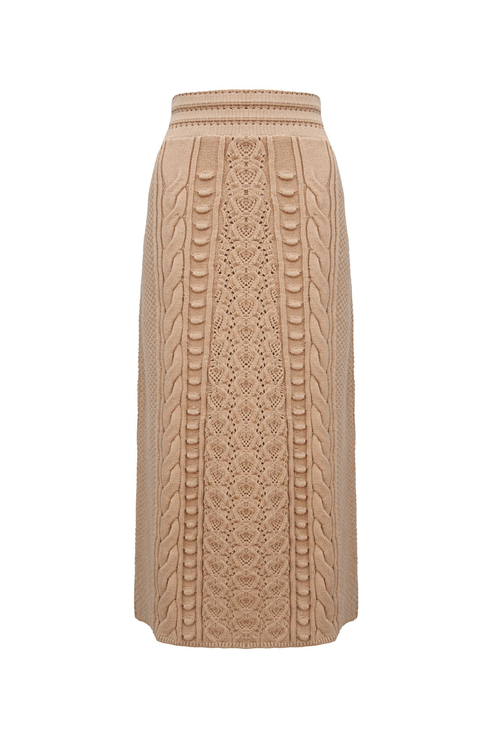 Saia Tricot Midi Georgea Amêndoa