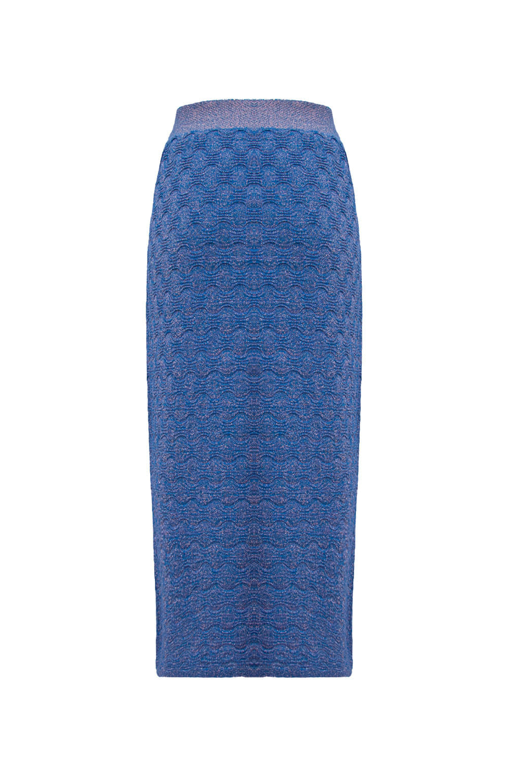 Saia Tricot Midi Janice Azul Olho Grego