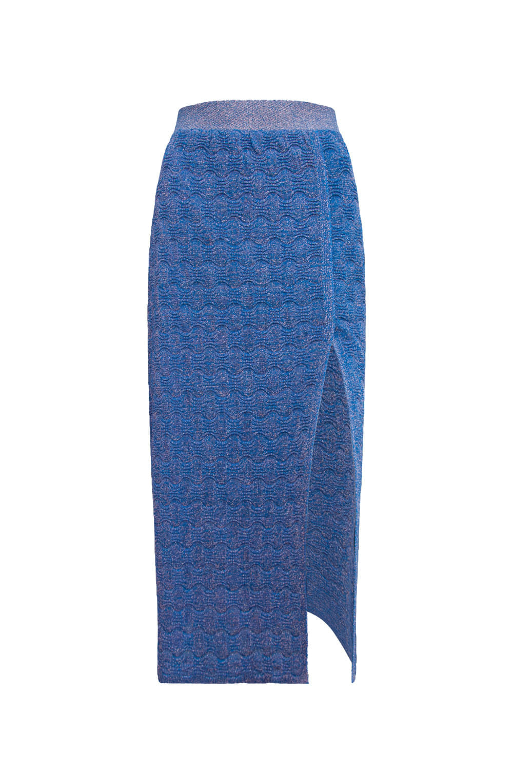 Saia Tricot Midi Janice Azul Olho Grego