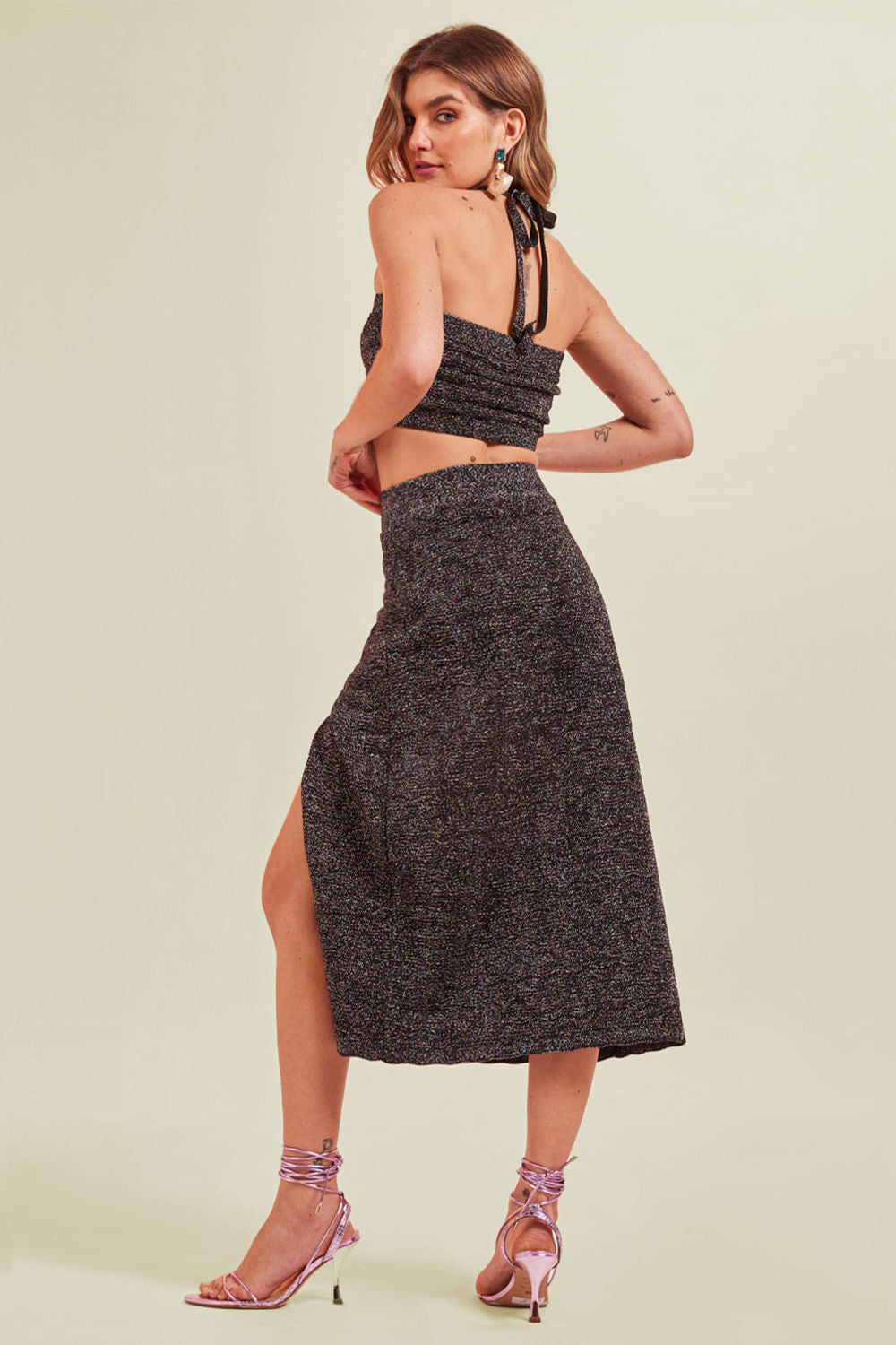 Saia Tricot Midi Janice Preto
