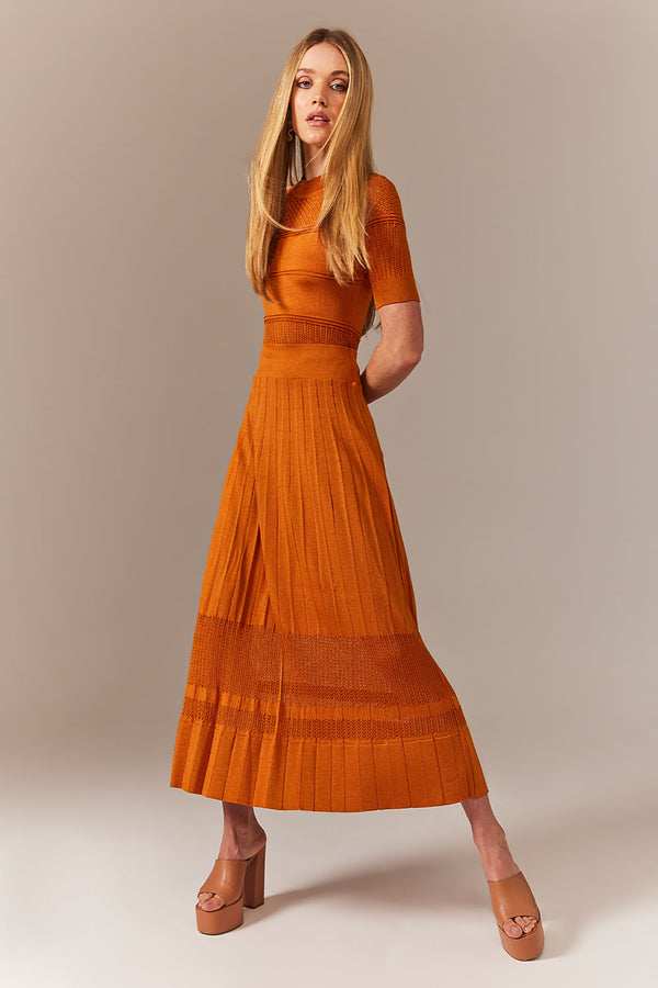 Saia Tricot Midi Laura Laranja Caramel