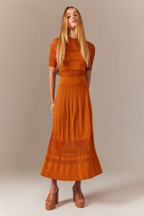 Saia Tricot Midi Laura Laranja Caramel