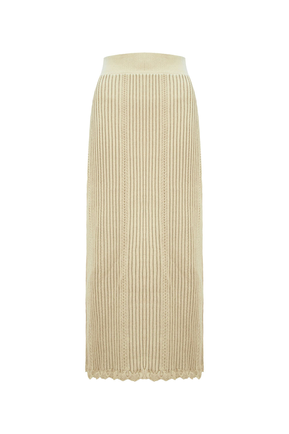 Saia Tricot Midi Lavinia Bege Corça