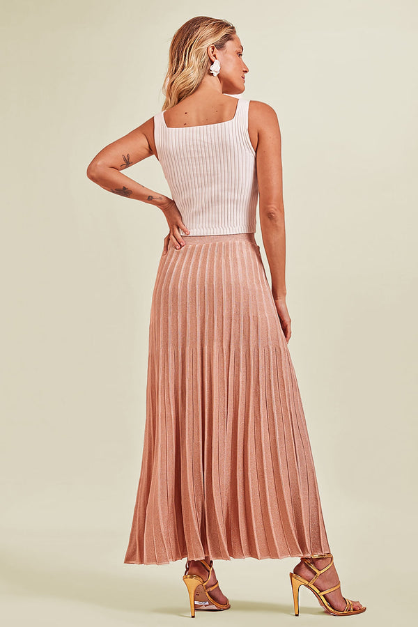 Saia Tricot Midi Louise Bege Shell