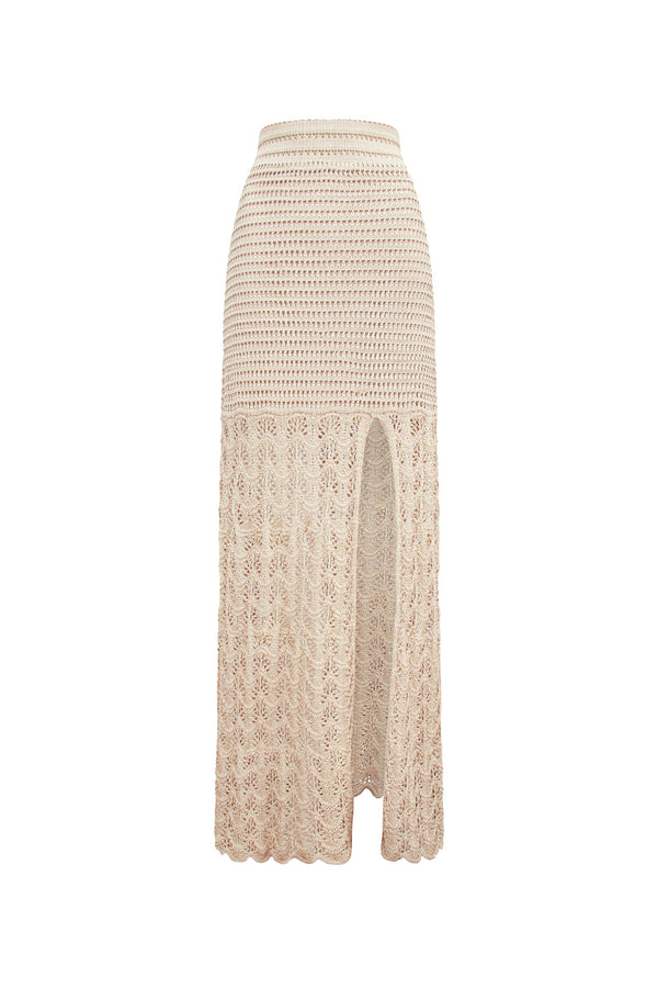 Saia Tricot Longa Sara Bege Champagne