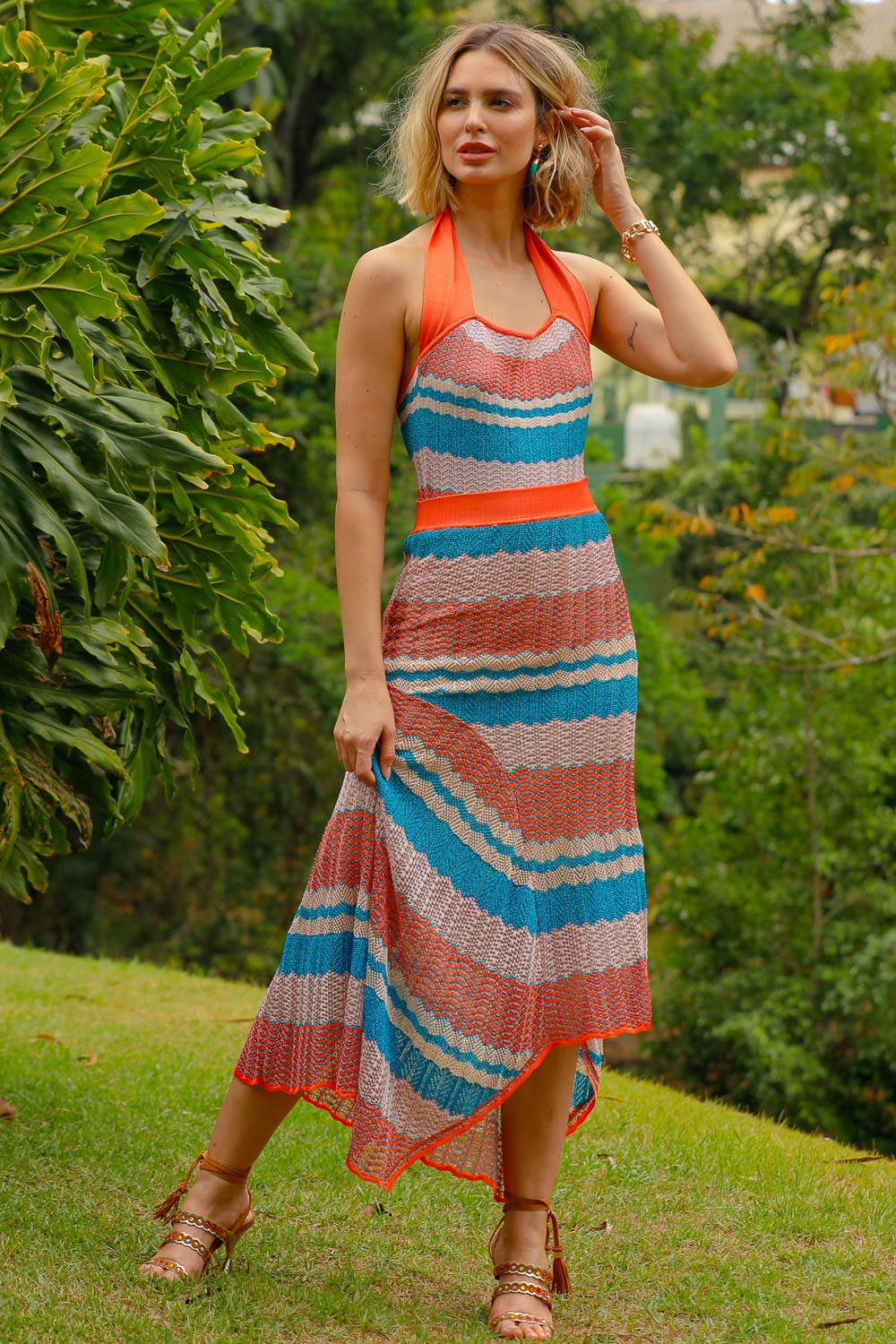 Saia Tricot Midi Tatiana Coral