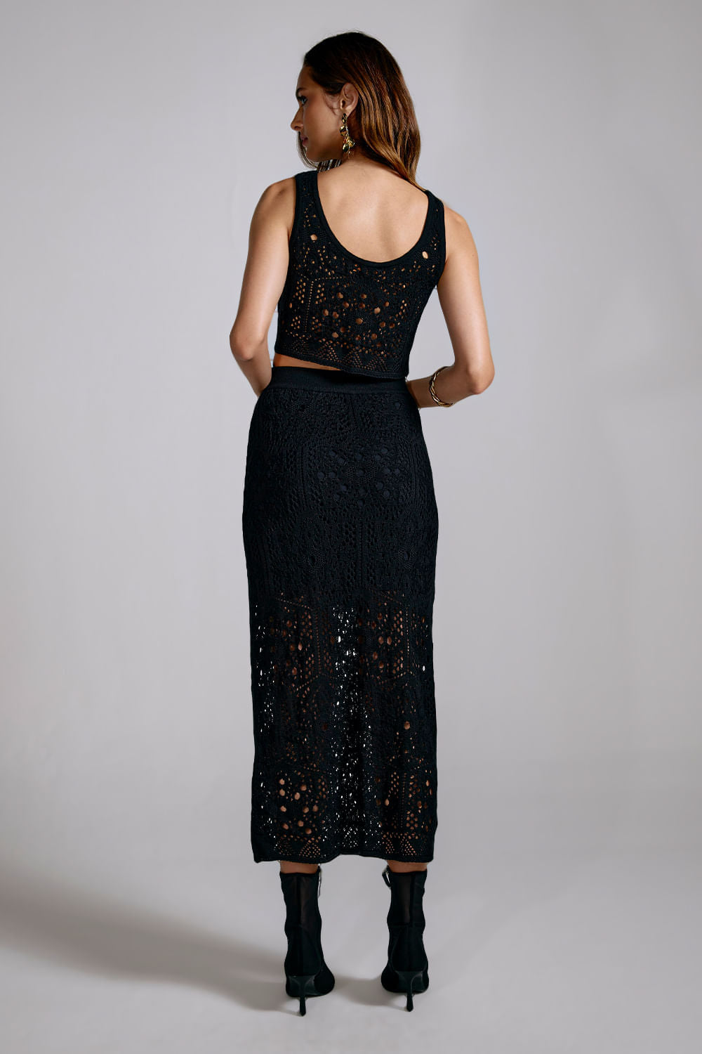 Saia Tricot Midi Olivia Preto