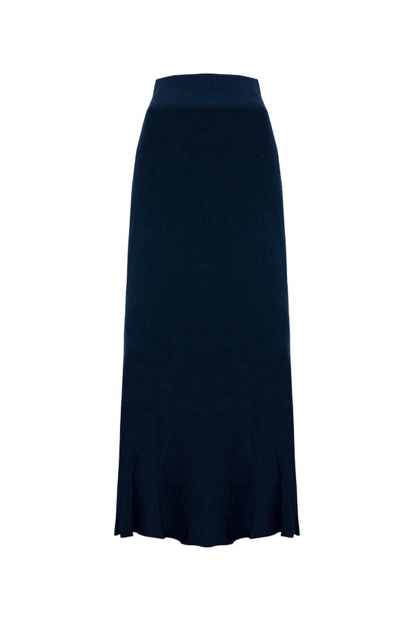 Saia Tricot Midi Verusca Azul Profundo