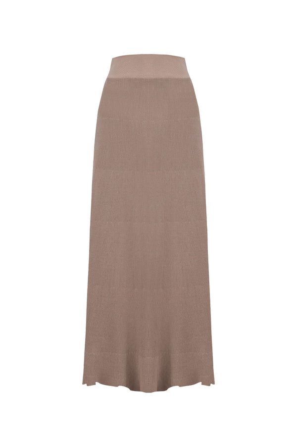 Saia Tricot Midi Verusca Bege Mocha