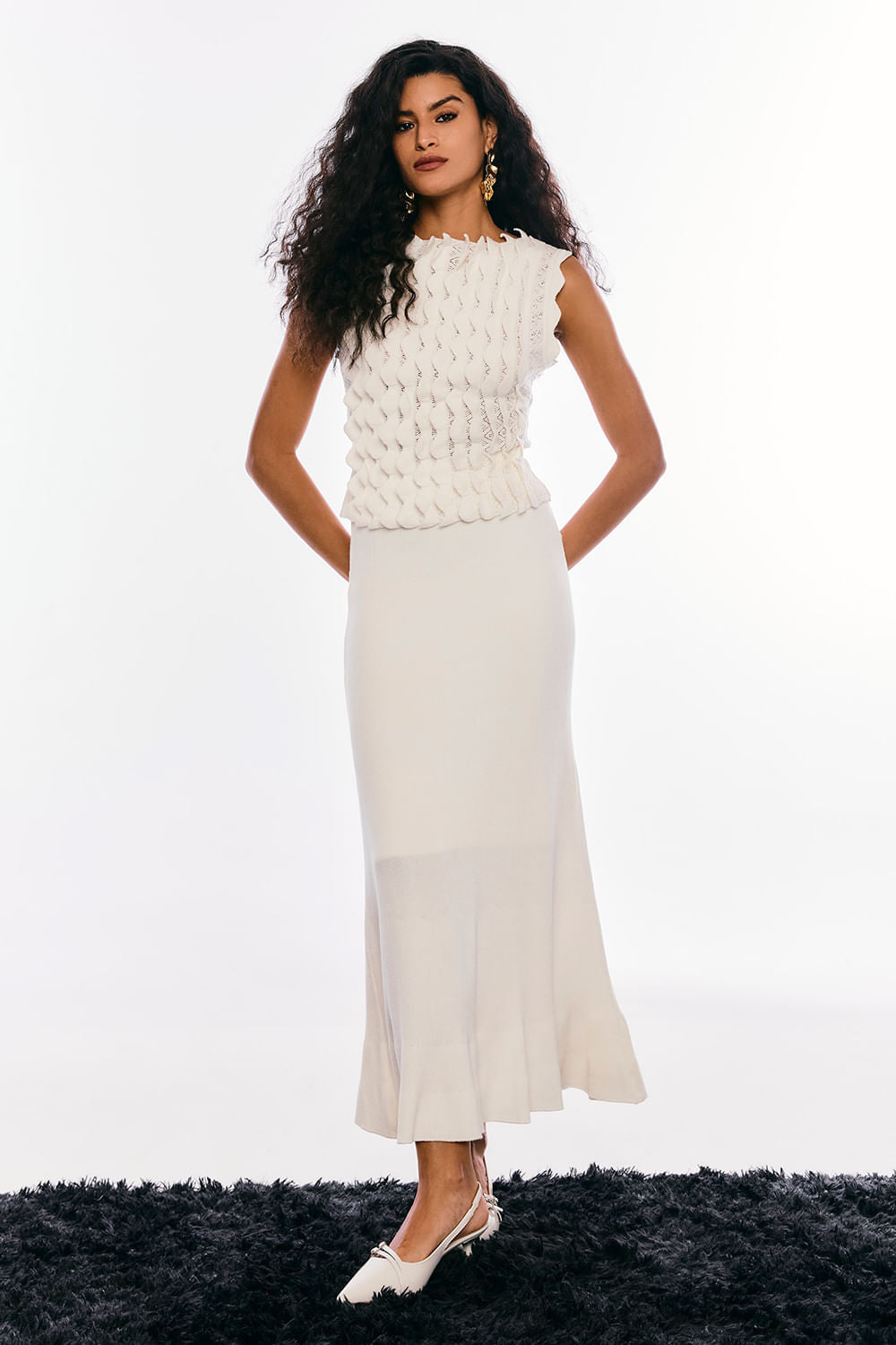 Saia Tricot Midi Verusca Off White