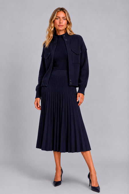 Saia Tricot Midi Plissada Olivia Marinho