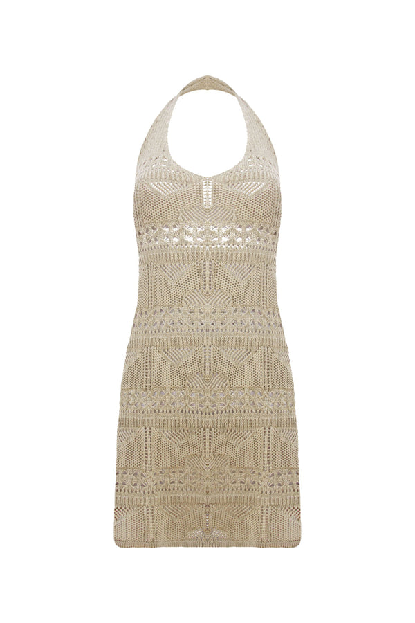 Saída de Praia Tricot Rebeca Bege