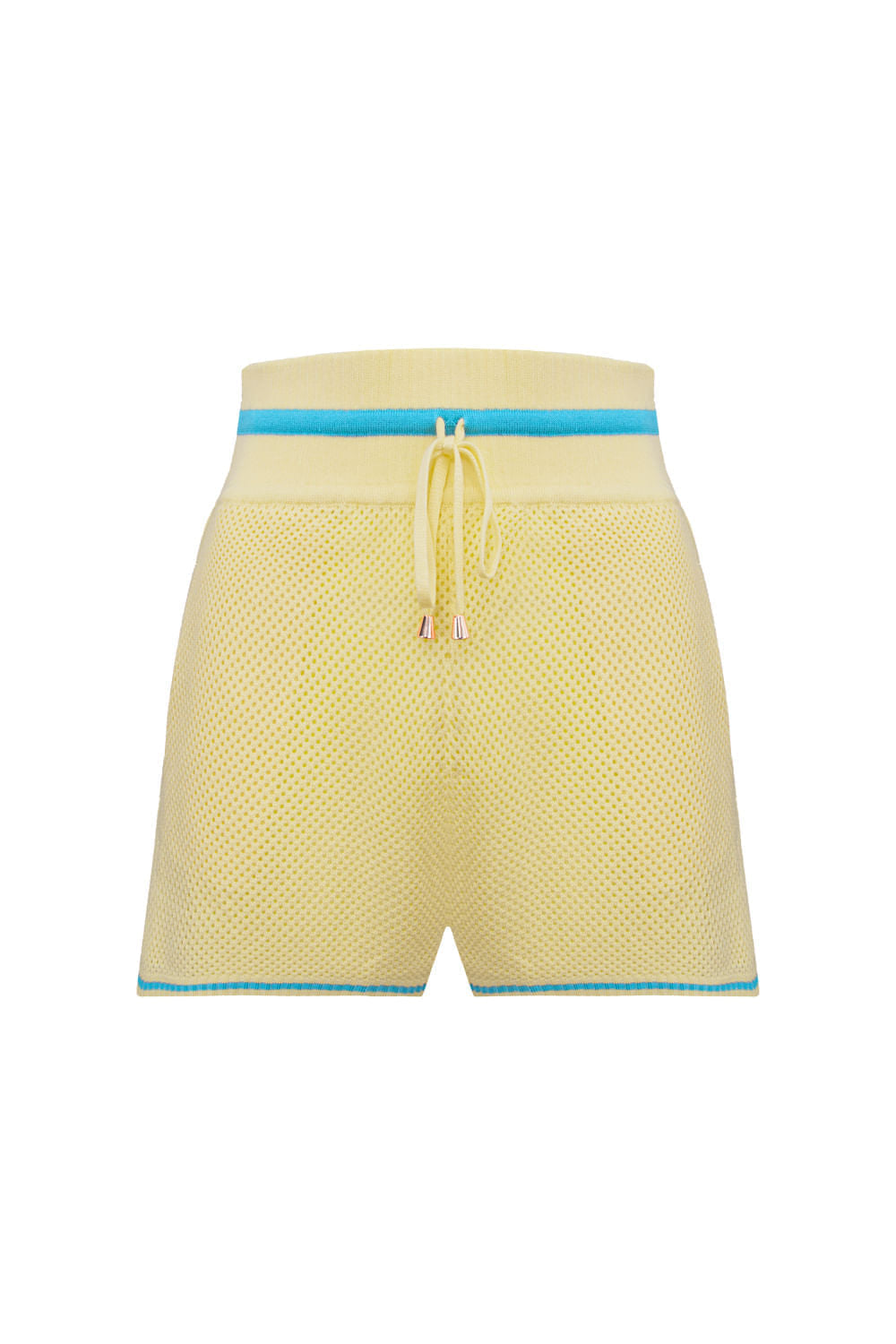 Shorts Tricot Eloá Amarelo Manteiga e Azul Mergulho