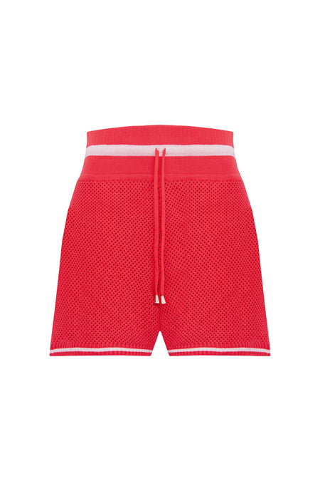 Shorts Tricot Eloá Vermelho Magma e Off White