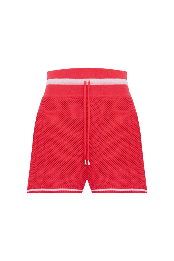 Shorts Tricot Eloá Vermelho Magma e Off White