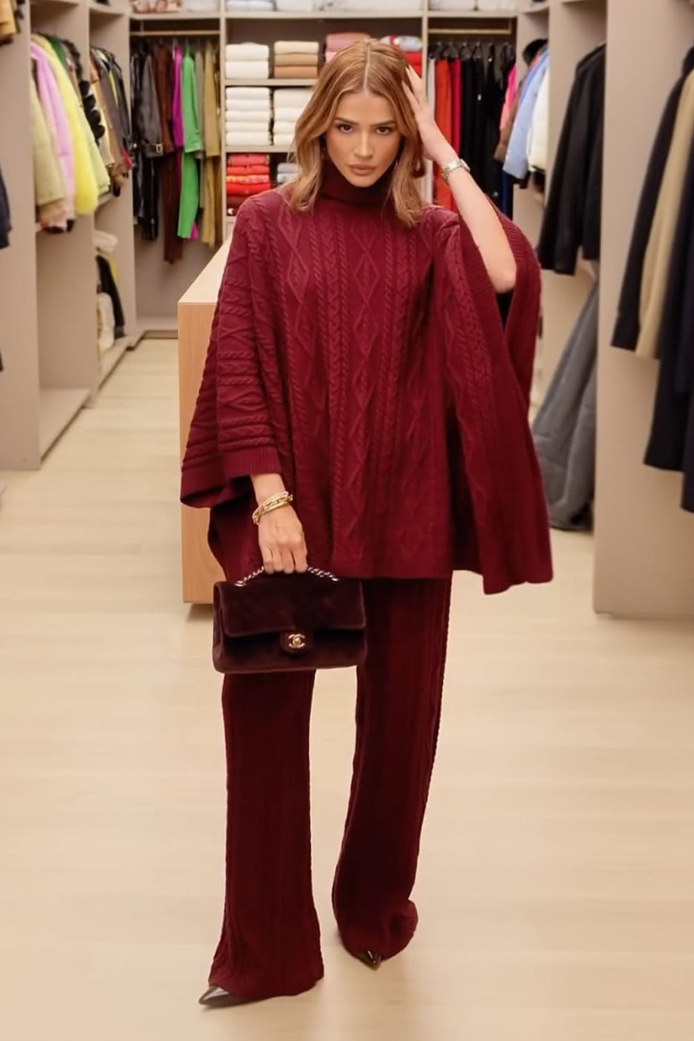 Calça Tricot Raquel Marsala Dark