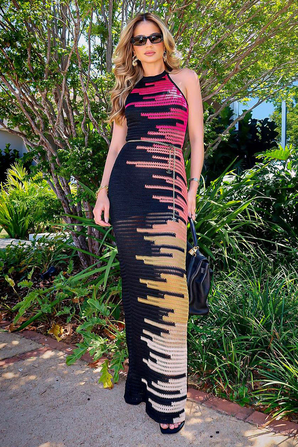 Vestido Tricot Longo Estela Preto