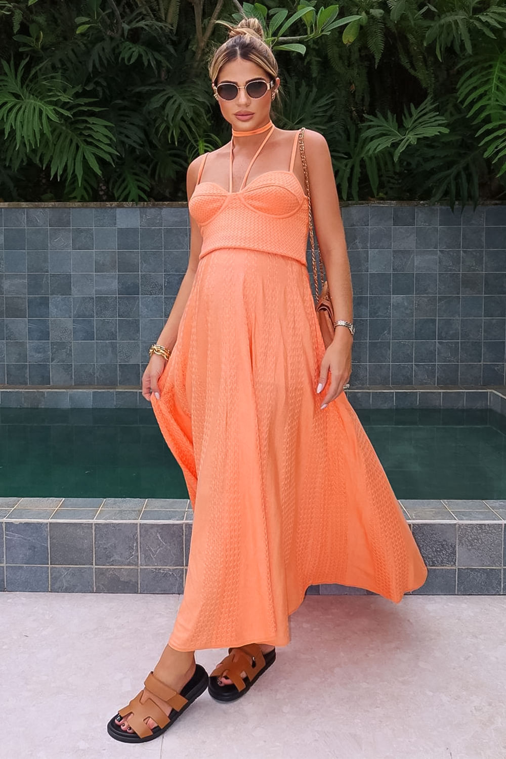 Vestido Tricot Midi Amanda Laranja Turmeric