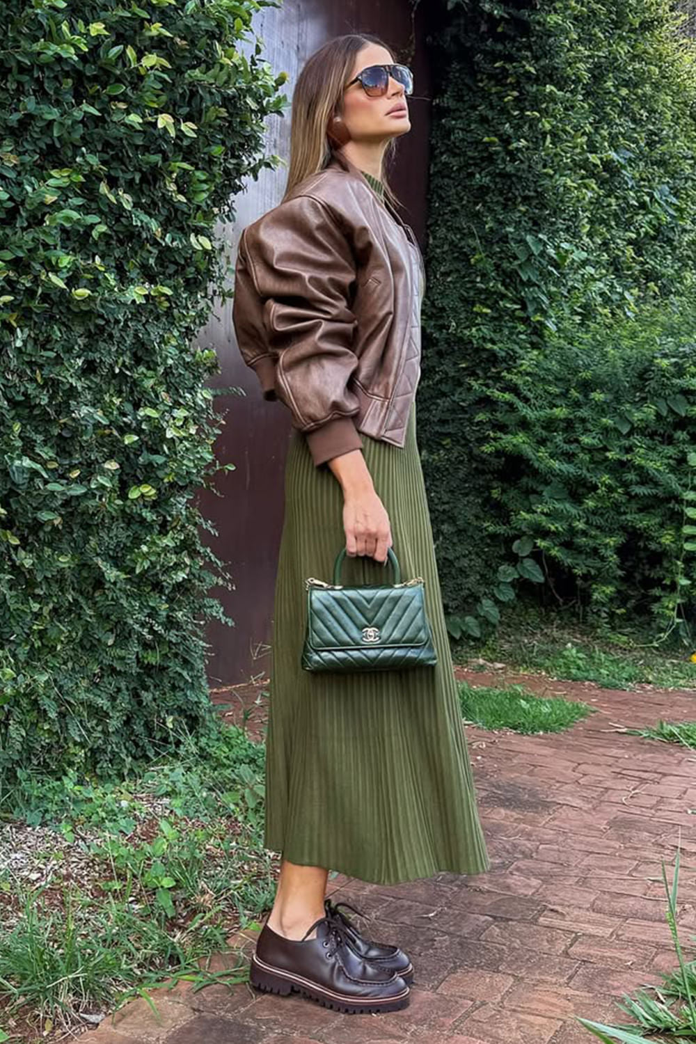 Saia Tricot Midi Ingrid Verde Oliva