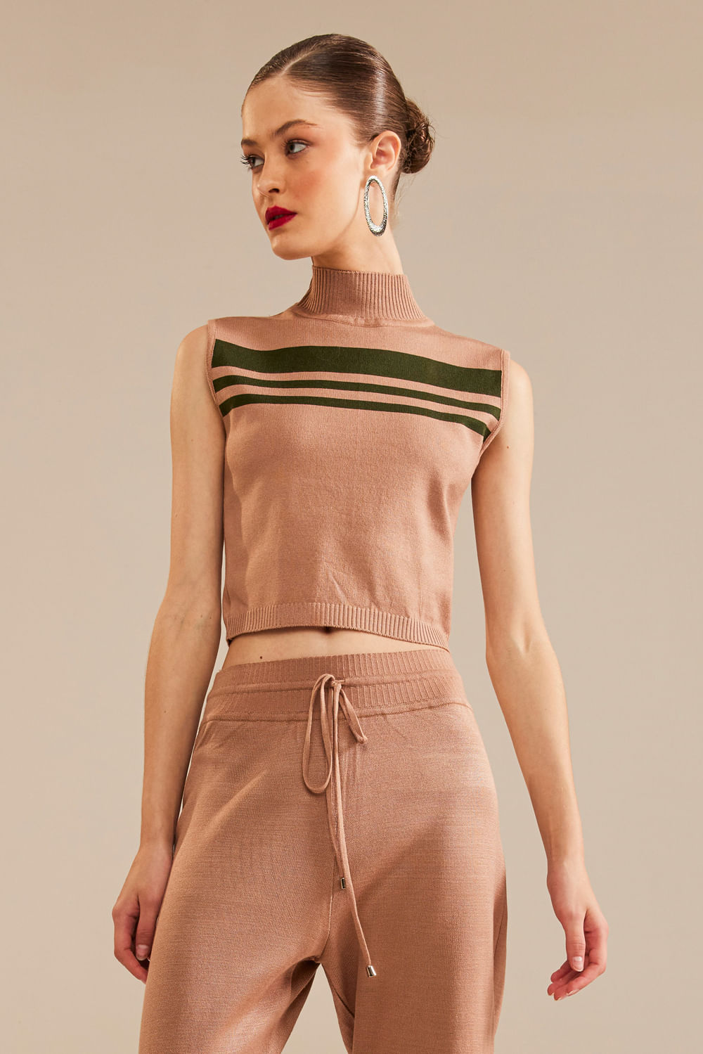 Top Tricot Rebeca Bege Perolado