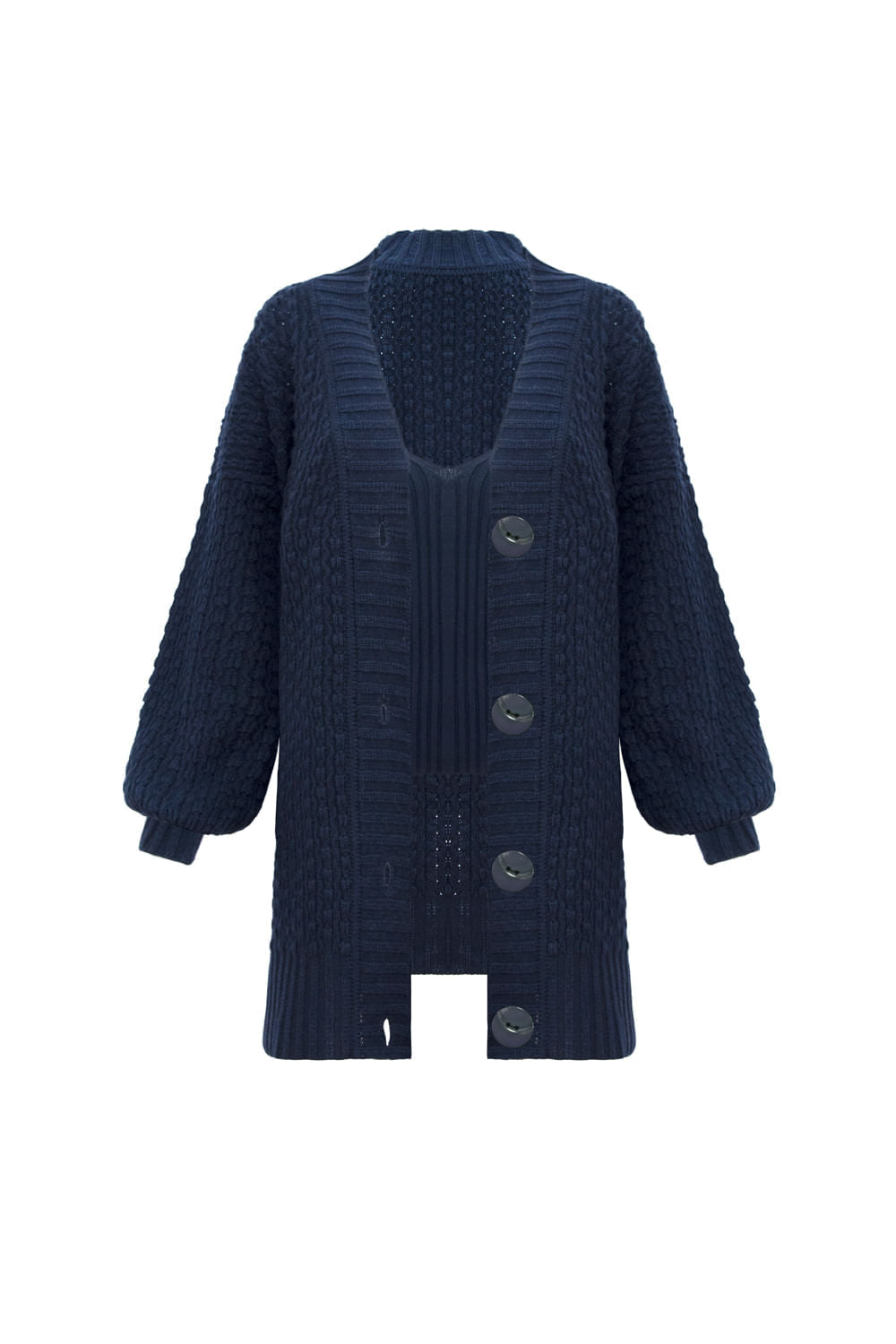 Casaco Tricot Aurora Azul Oxford