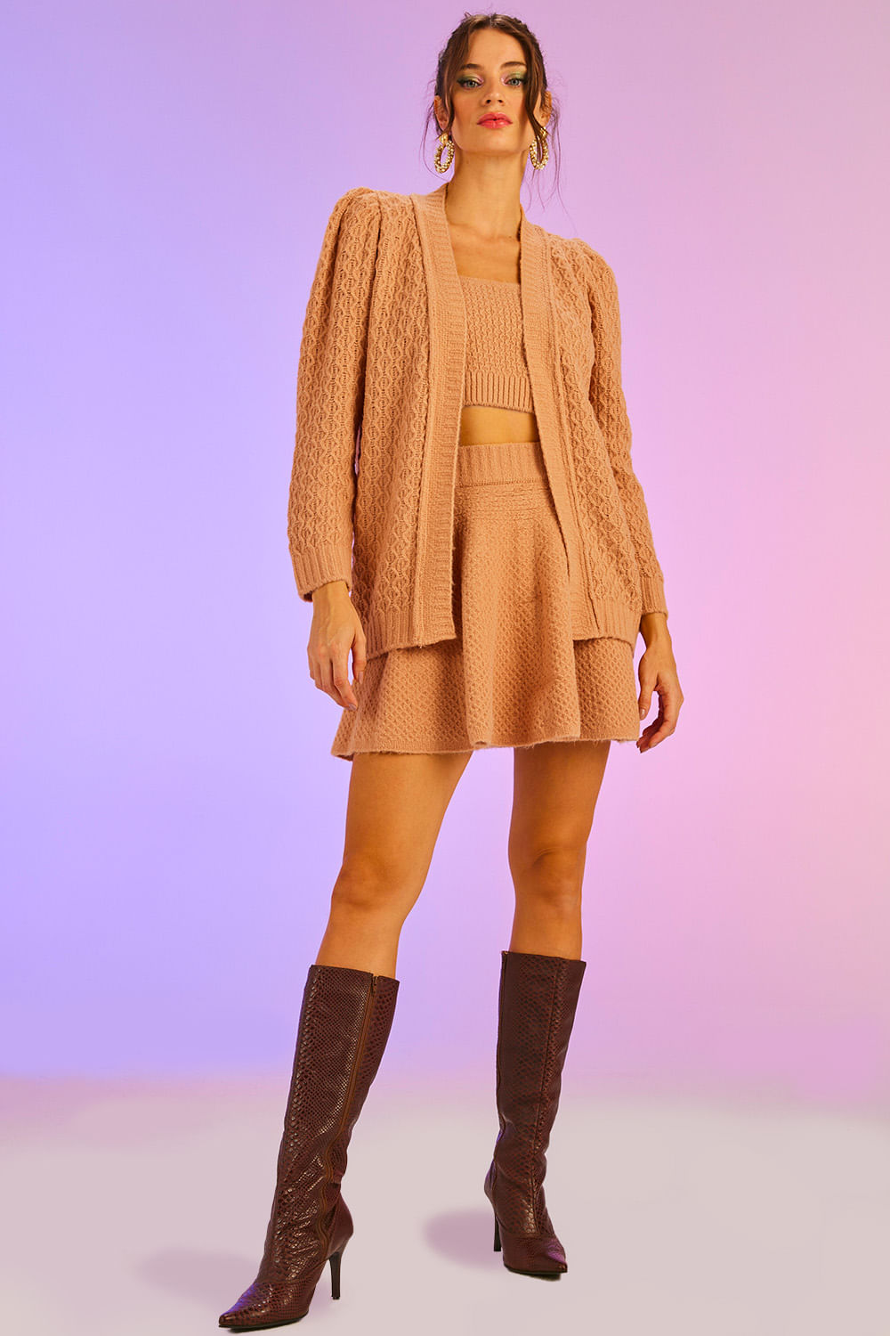 Saia Tricot Curta Cherry Honey