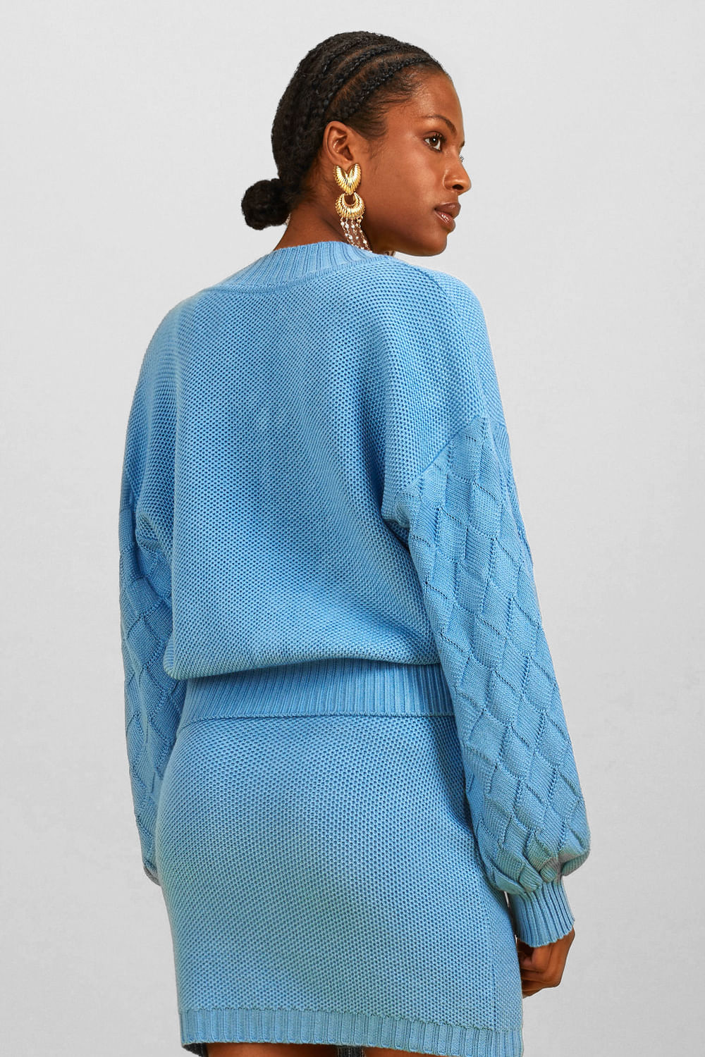 Casaco Tricot Katia Azul Capri