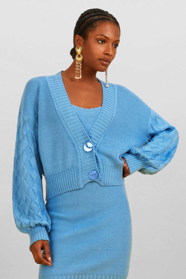 Casaco Tricot Katia Azul Capri