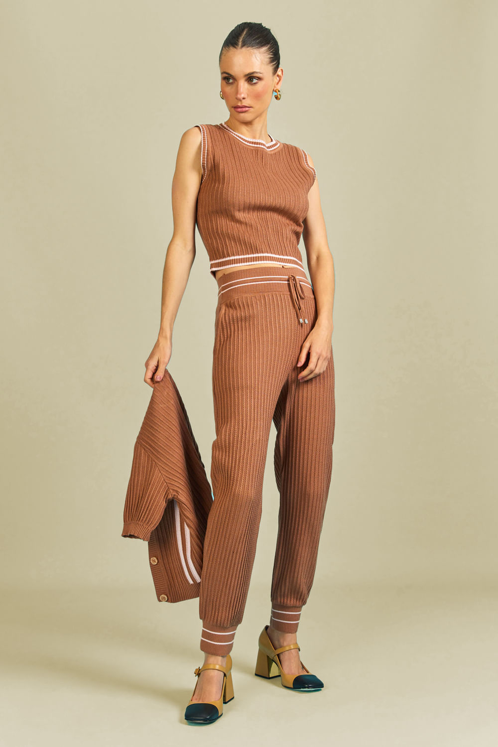 Calça Tricot Nadia Bege Latte