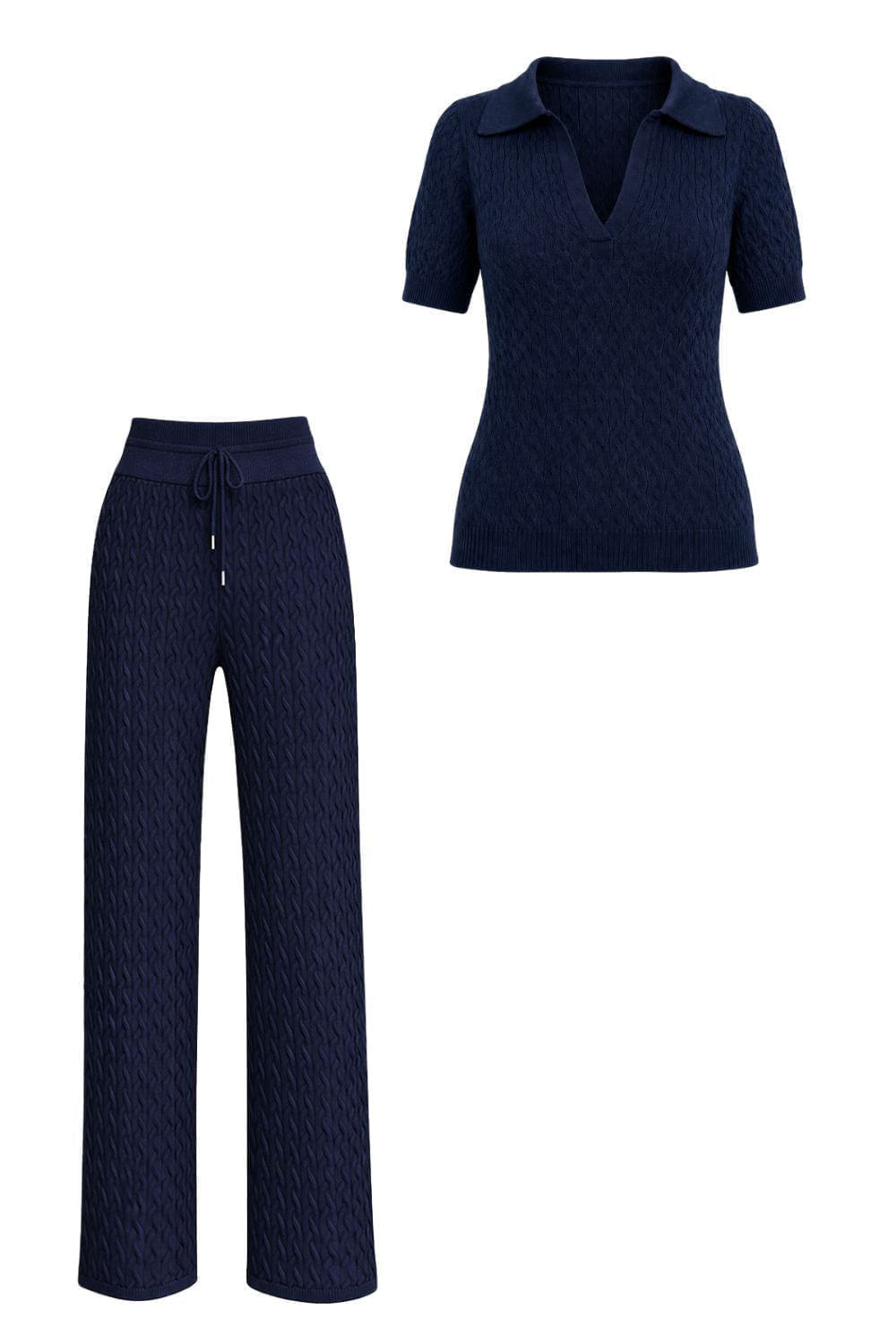Conjunto Tricot Ana Manga Curta Marinho