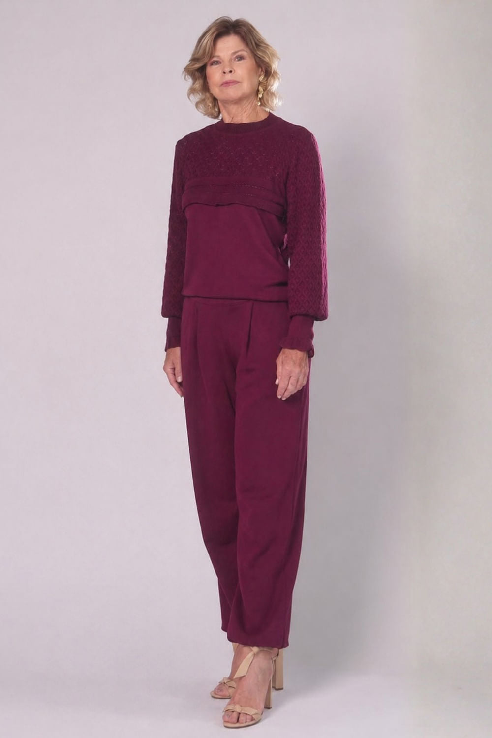 Calça Tricot Giovana Vinho
