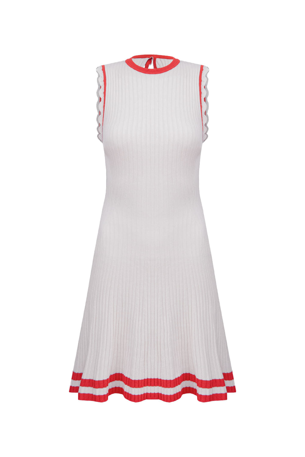 Vestido Tricot Alice Off White e Vermelho Magma