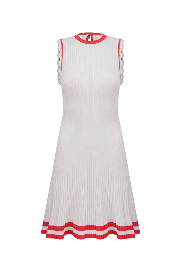 Vestido Tricot Alice Off White e Vermelho Magma