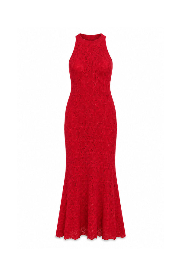 Vestido Tricot Midi Mel Vermelho