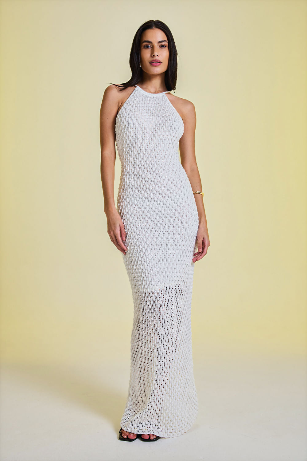Vestido Tricot Longo Renata Off White