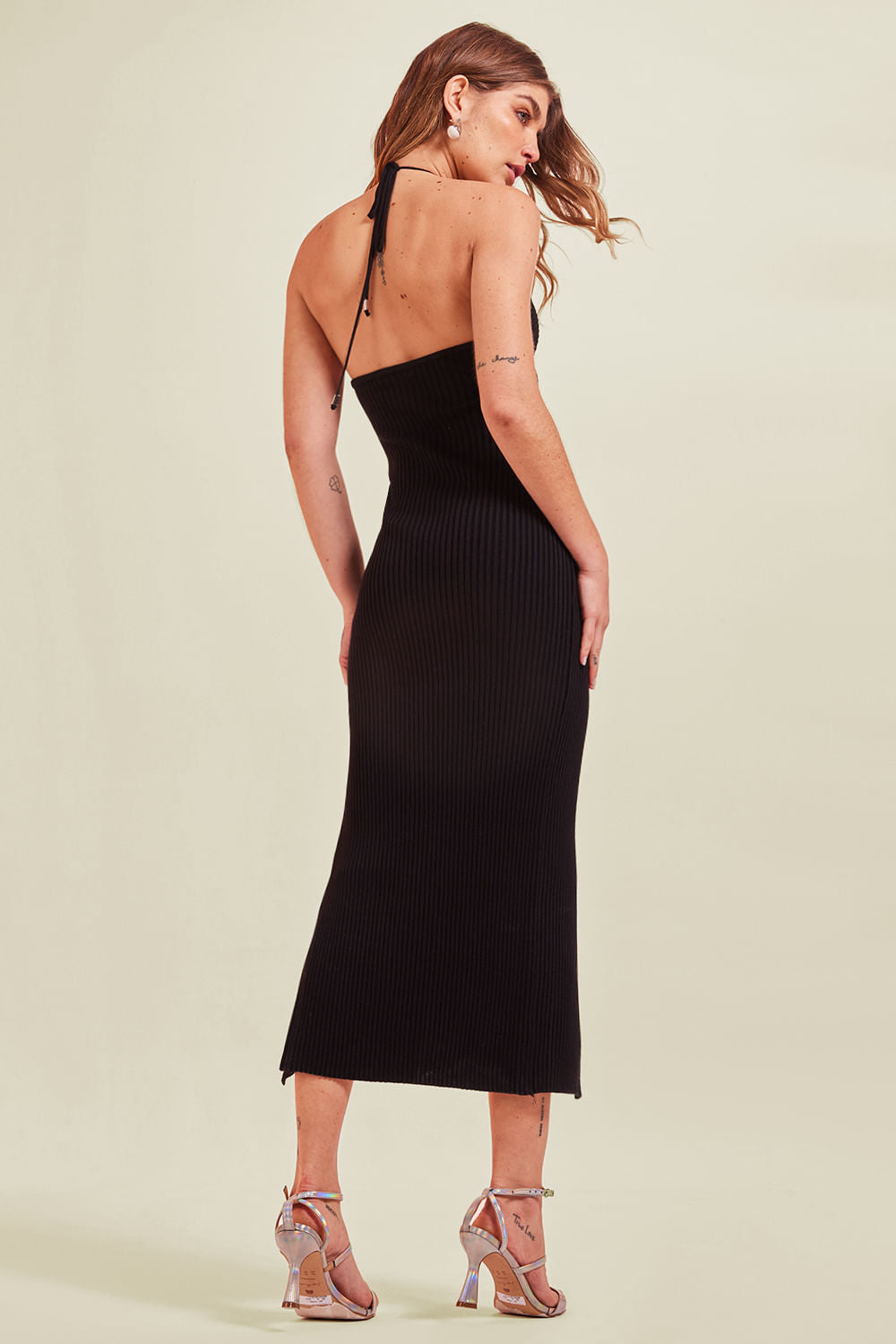 Vestido Tricot Midi Agnes Preto