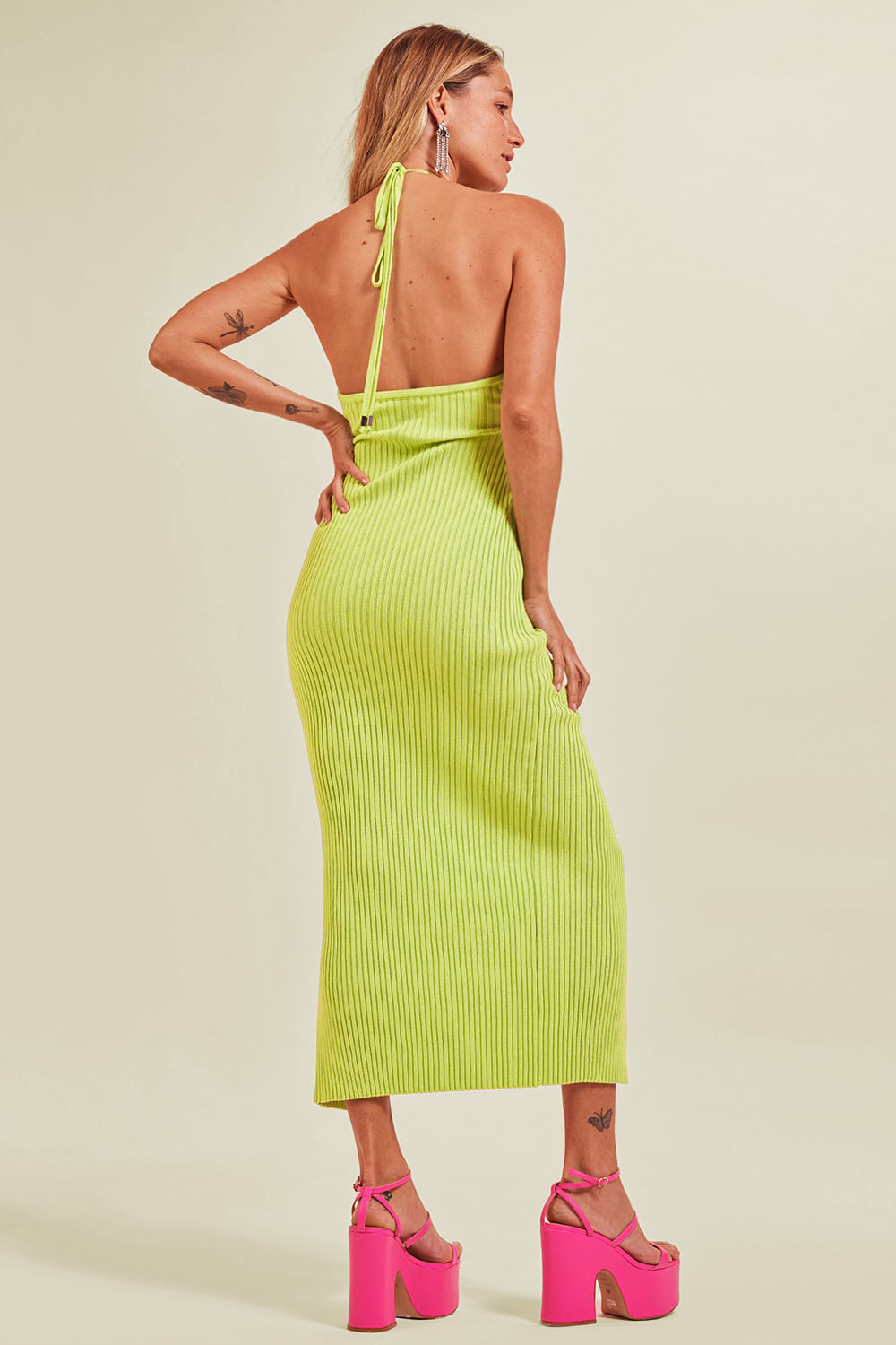 Vestido Tricot Midi Agnes Verde Lima
