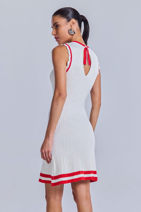 Vestido Tricot Alice Off White e Vermelho Magma