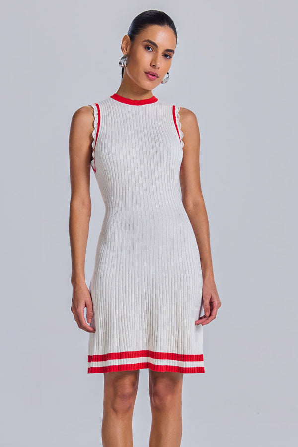 Vestido Tricot Alice Off White e Vermelho Magma