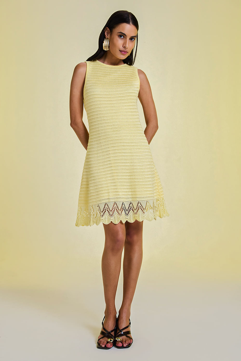 Vestido Tricot Aline Amarelo Manteiga