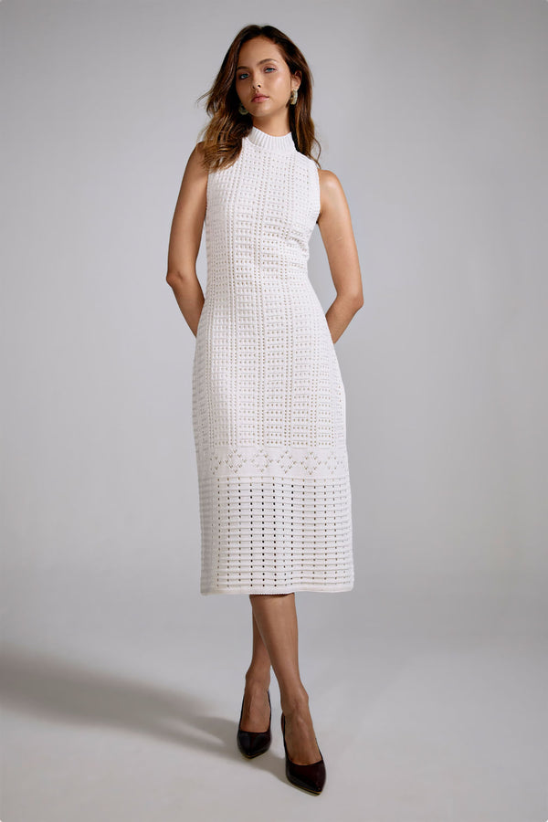 Vestido Tricot Midi Amelia Off White
