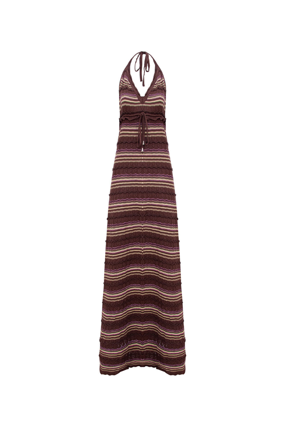 Vestido Tricot Midi Solange Cacau e Amarelo