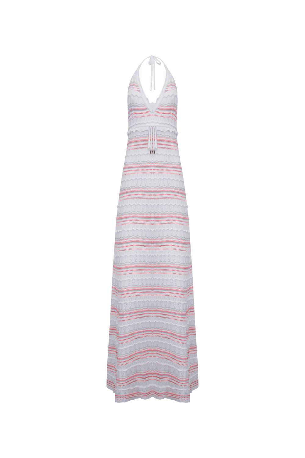 Vestido Tricot Midi Solange Off White e Rosa Cosmo