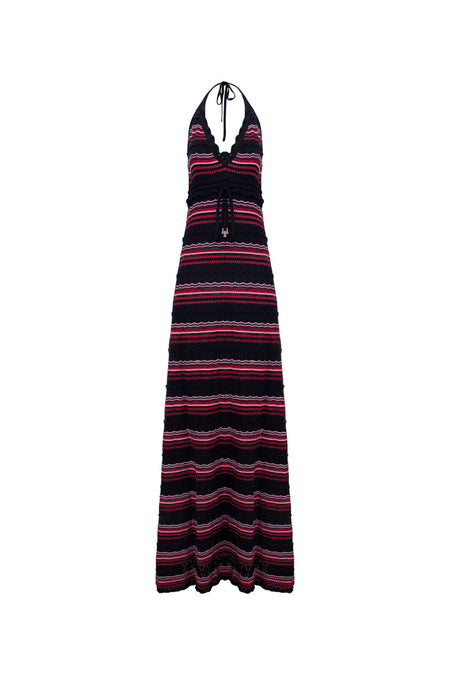 Vestido Tricot Midi Solange Preto E Rosa Candy