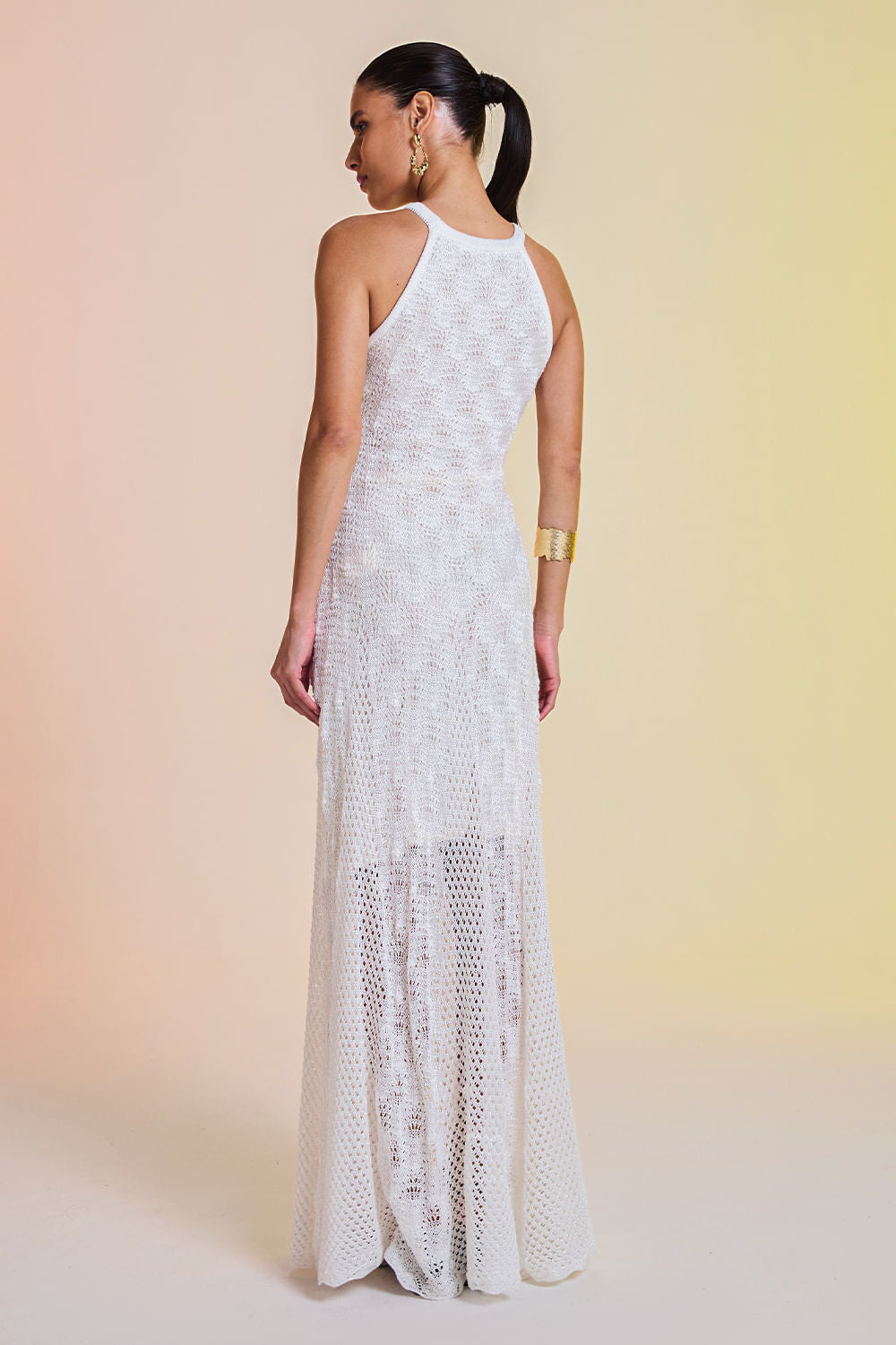 Vestido Tricot Longo Gabriele Off White