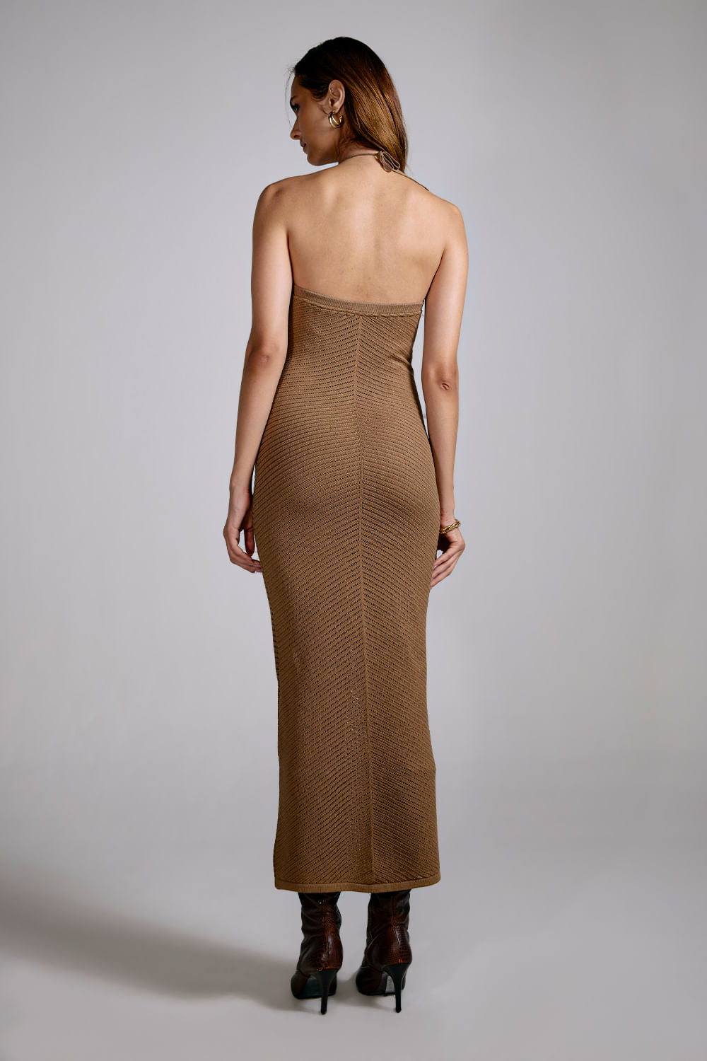 Vestido Tricot Midi Isis Camel Soft