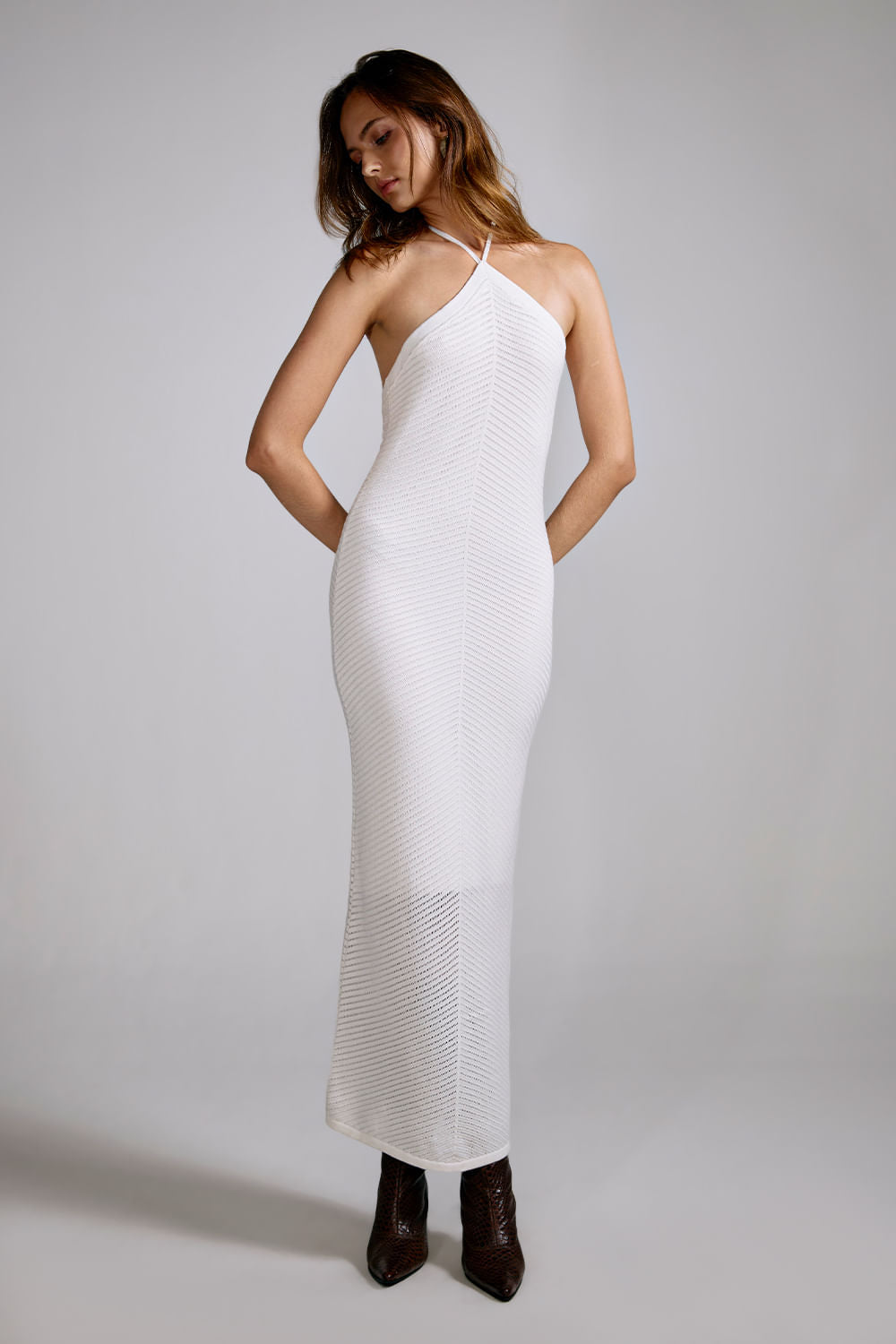 Vestido Tricot Midi Isis Off White