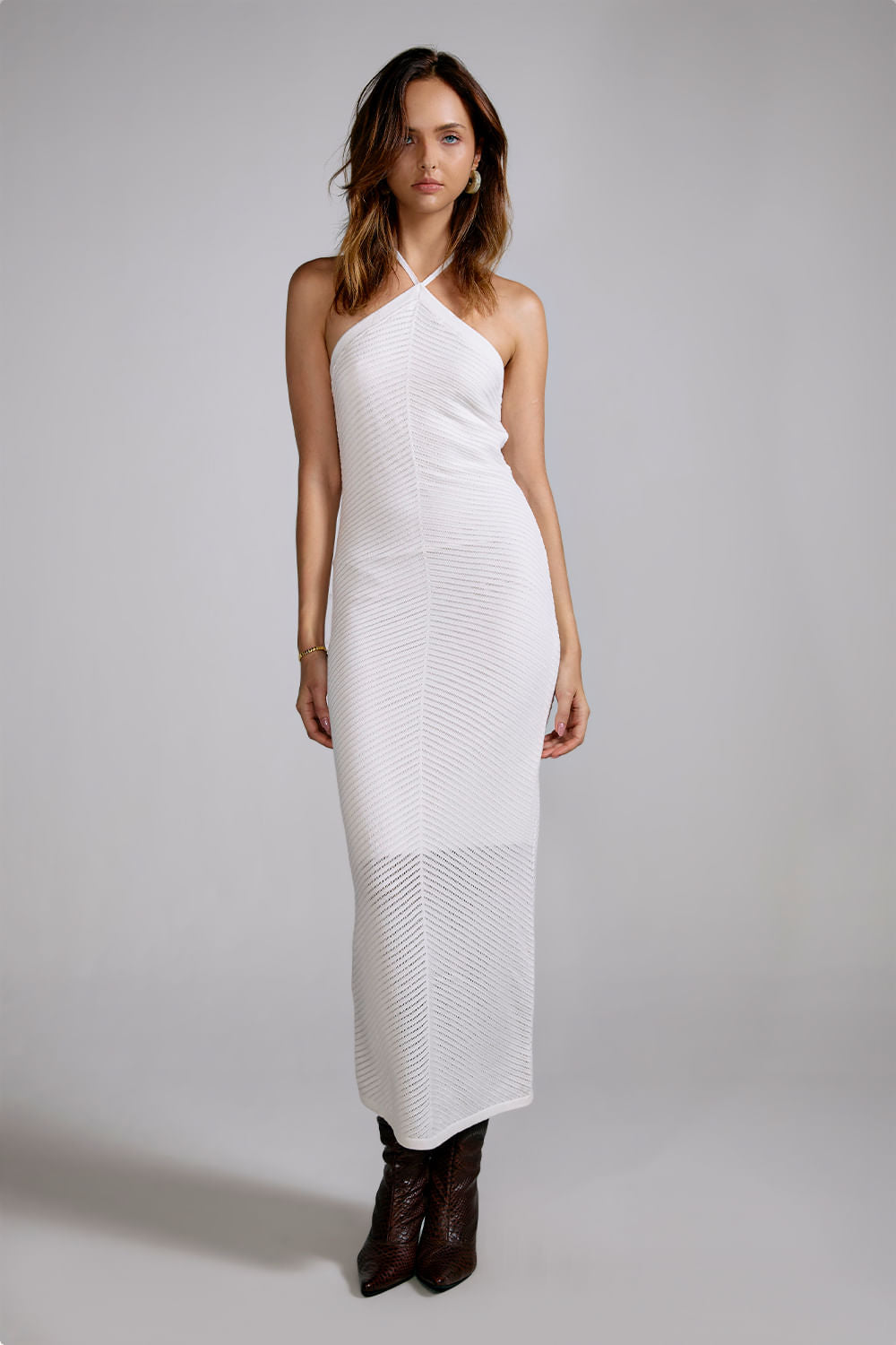 Vestido Tricot Midi Isis Off White