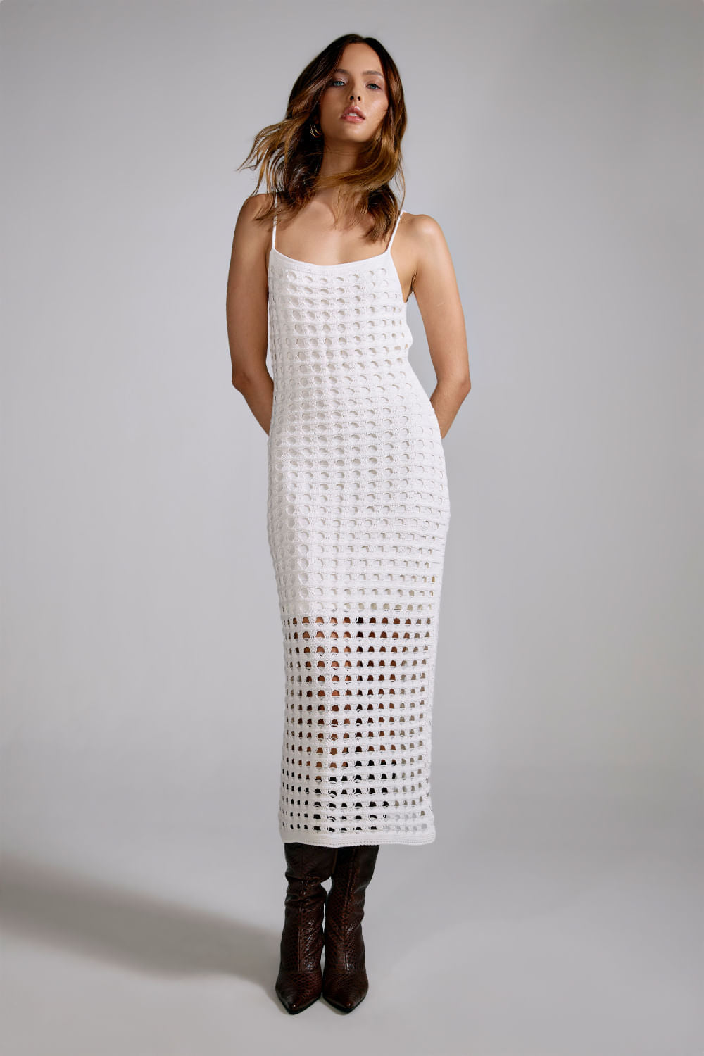 Vestido Tricot Midi Camila Off White