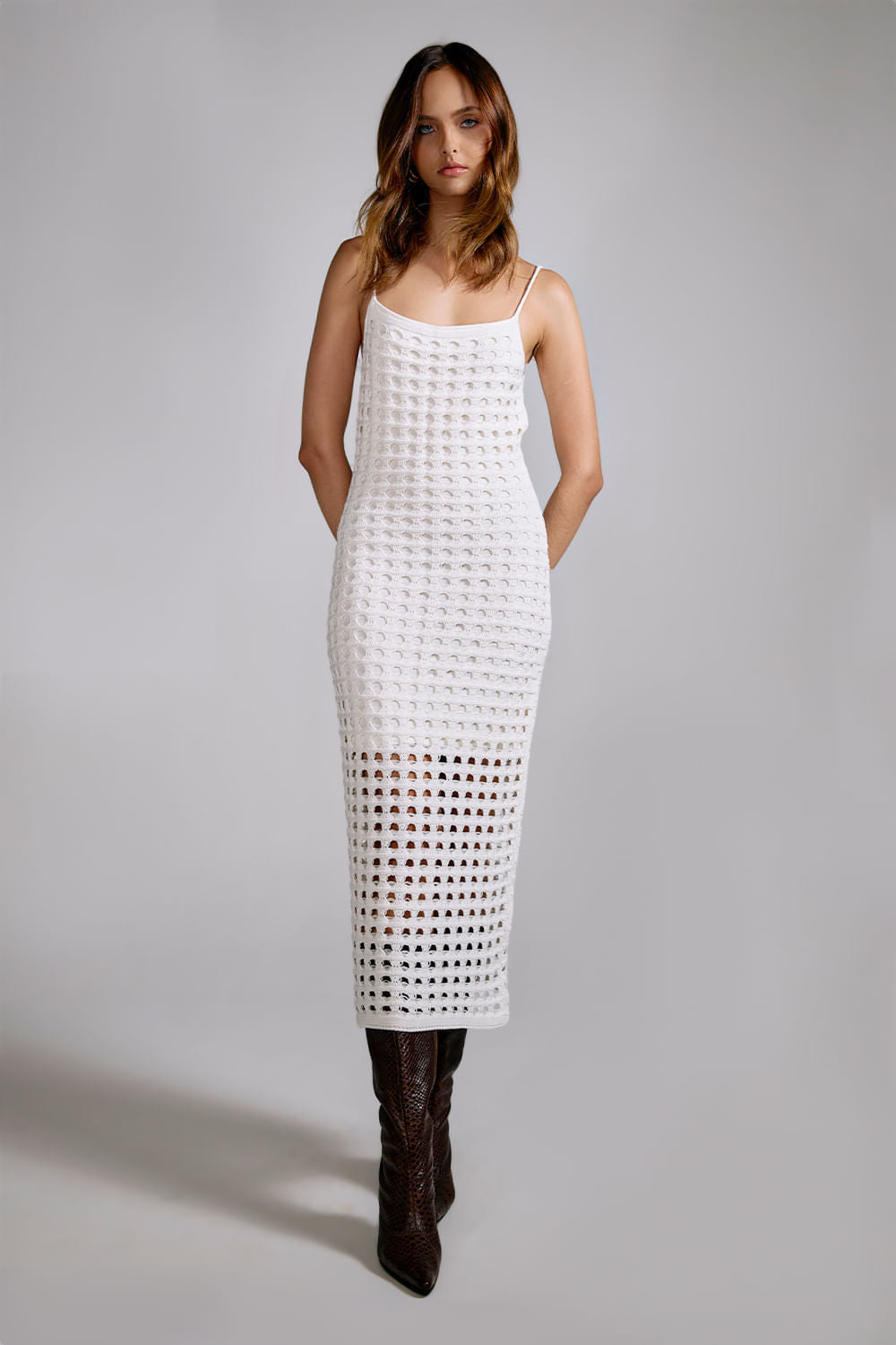 Vestido Tricot Midi Camila Off White